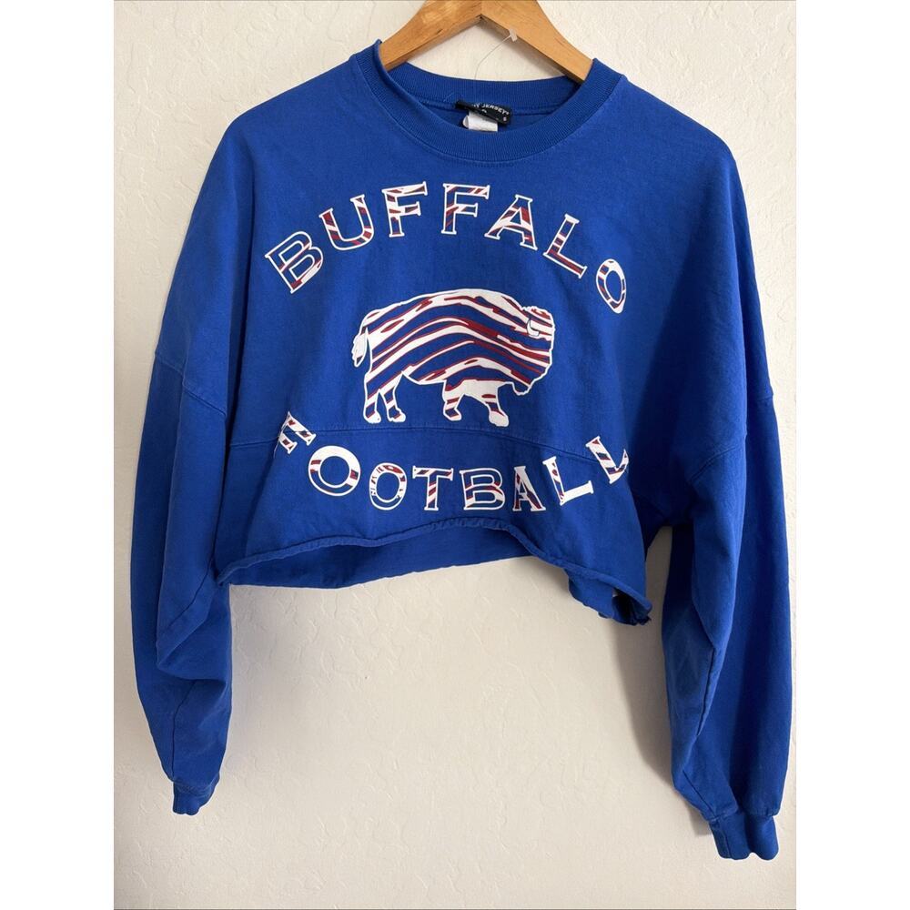 Buffalo Bills Spirit Jersey S Cropped Long Sleeve Shirt Zubaz 716 Blue Buffalove